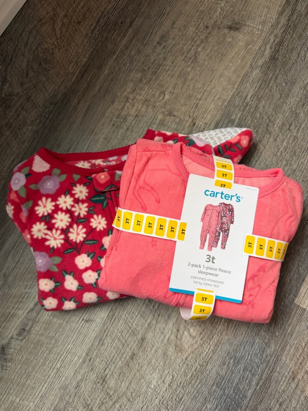 Carter's Pink & Red Floral Fleece Sleep Sacks - 3T